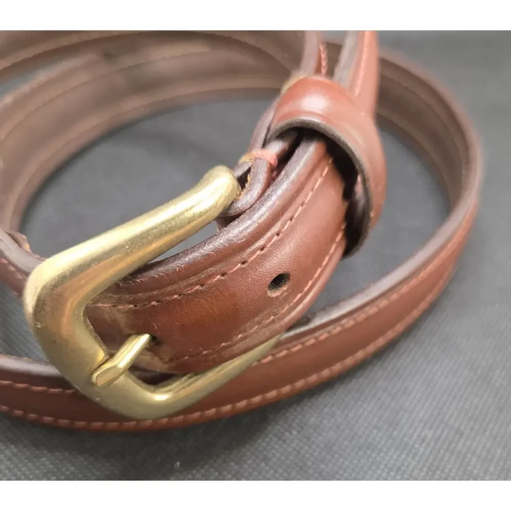 CHAPS Ralph Lauren Brown Leather Belt Gold Buckle Size 36 - 1.25 Inch Wide
